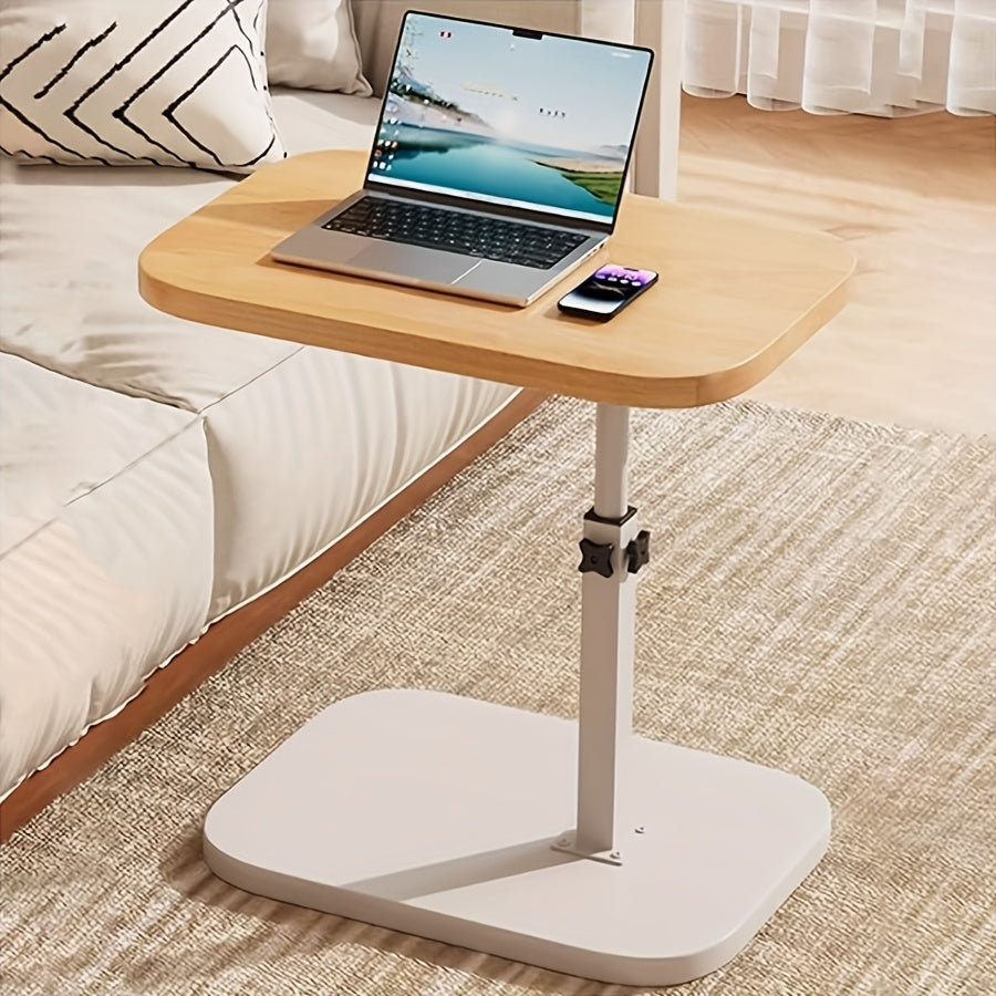 Adjustable Height & Rotating Side Table - Heavy-Duty Manual Lift Coffee Table with Sturdy Base, Space-Saving Compact Design for Living Room, Bedroom,