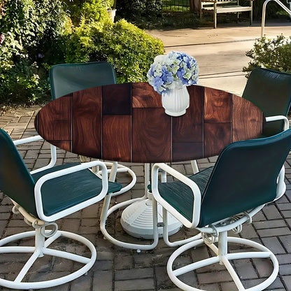 1pc Modern Round Table with Elastic Edges - Stylish Teal & White Design, Durable Polyester, Perfect for Kitchen Dining, Outdoor Picnics, Camping, and Garden Parties,