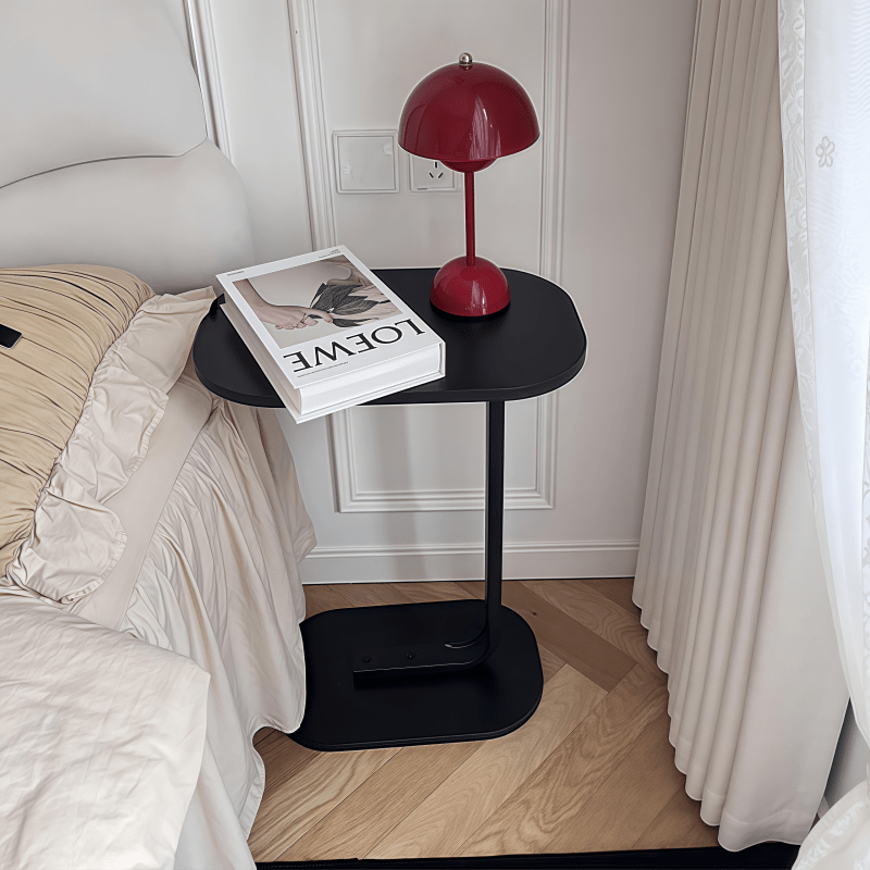 Luxury C-Shaped Side Table Luxury Solid Wood Metal C-Shaped Office Side Table | Sofa, Bedside, Coffee Table, Double Layer Panel, Sturdy Load-Bearing, High-End Gift