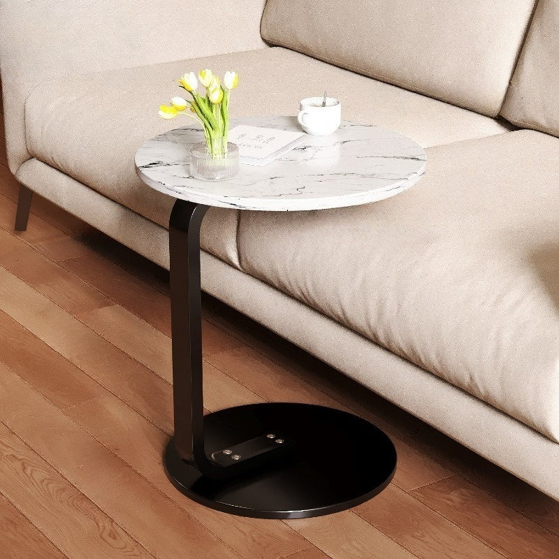 Modern Round Side Table - Compact Accent Table with Sturdy Hardwood (MDF Construction), Space-Saving Design, Easy-to-Move for Living Room, Bedroom,