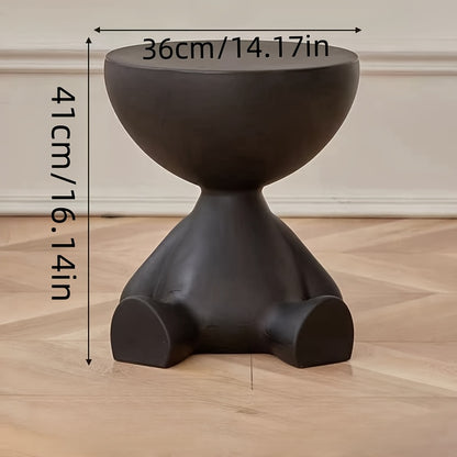 Modern Mini Bedside Table with Unique Base Design, White Plastic Mobile Small Round Table for Bedroom, Compact and Stylish Nightstand with Storage Shelf,