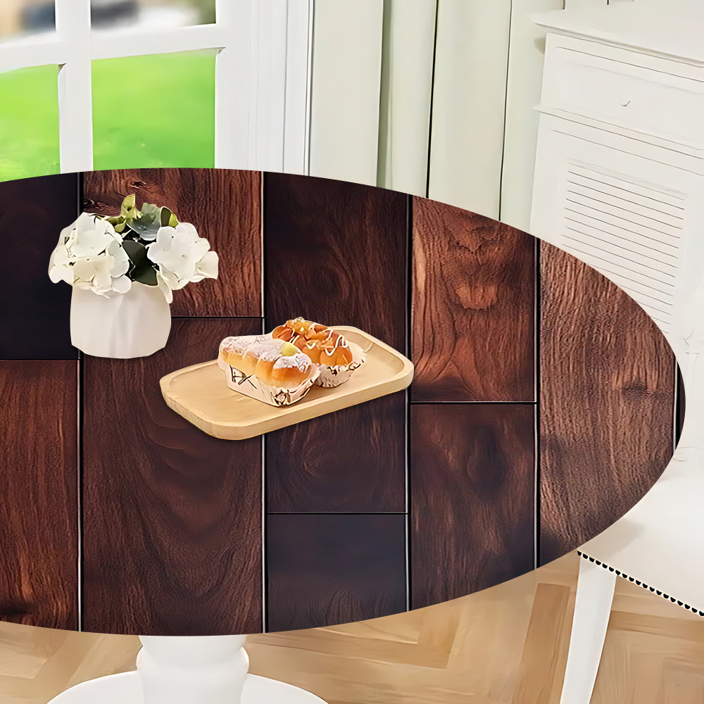 1pc Modern Round Table with Elastic Edges - Stylish Teal & White Design, Durable Polyester, Perfect for Kitchen Dining, Outdoor Picnics, Camping, and Garden Parties,