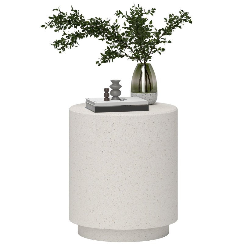 HOMCOM Modern Round Side Table, Lightweight Cream White with Terrazzo Finish, Adjustable Feet for Stability, Perfect for Indoor\u002FOutdoor Spaces