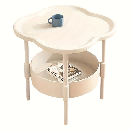 Elegant White Round Side Table with Storage Shelf - 2-Tier, Curved Design for Bedside, Living Room, or Office Use - Perfect Mother'S Day Gift,