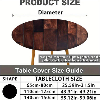1pc Modern Round Table with Elastic Edges - Stylish Teal & White Design, Durable Polyester, Perfect for Kitchen Dining, Outdoor Picnics, Camping, and Garden Parties,
